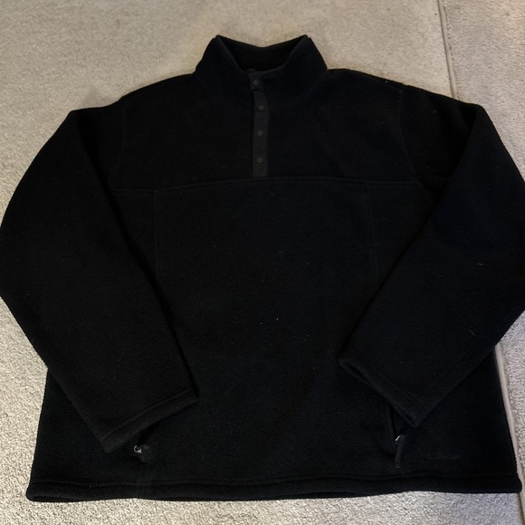 L.L. Bean Other - Vintage LL Bean Jacket Mens XL Fleece Quarter Snap Black Pullover Sweater 90s